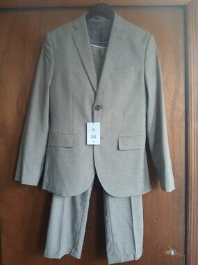 H&M Tan Slim Fit Suit - Jacket Size 38R - Pants Size 36R